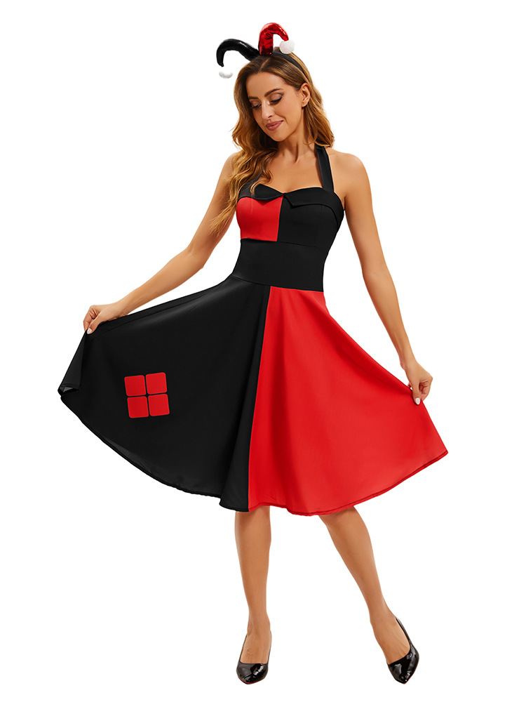 Halloween Dress for Women 1950s  Halter Tie Back Swing Evening Prom Dresses